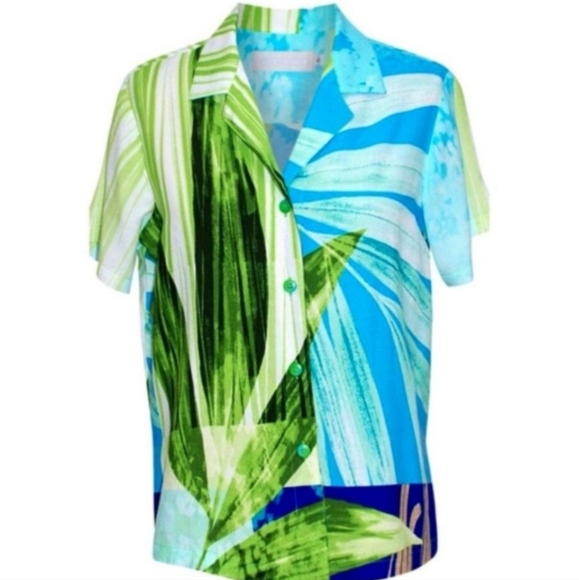 Jams World NWT tropical button down short sleeve shirt XS - Picture 1 of 10
